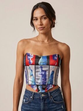 Akira Satin Boned Venus De Milo Corset Top Size XL